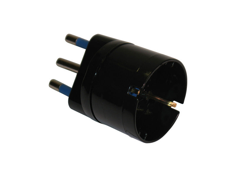 Adattatore di rete spina 2P+T 16A presa schuko MKC nero