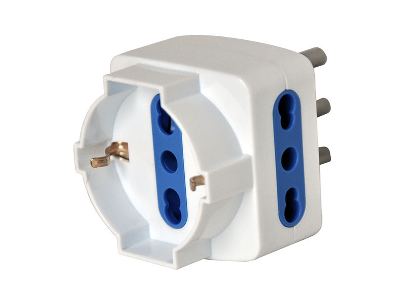 Adattatore di rete triplo e presa Schuko bianco MKC con 2 prese 16A