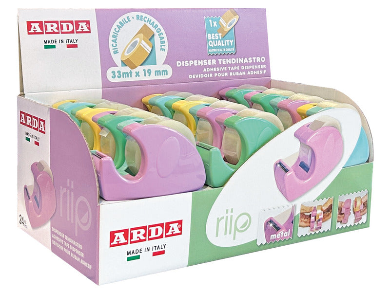 Espositore 24 dispenser tendinastro Arda Riip Pastel Bicolor 2.0 colori assortiti C1347P2