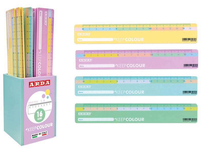 Barattolo 24 righelli 16 cm Arda Pastel Bicolor 2.0 colori assortiti R17PBAR