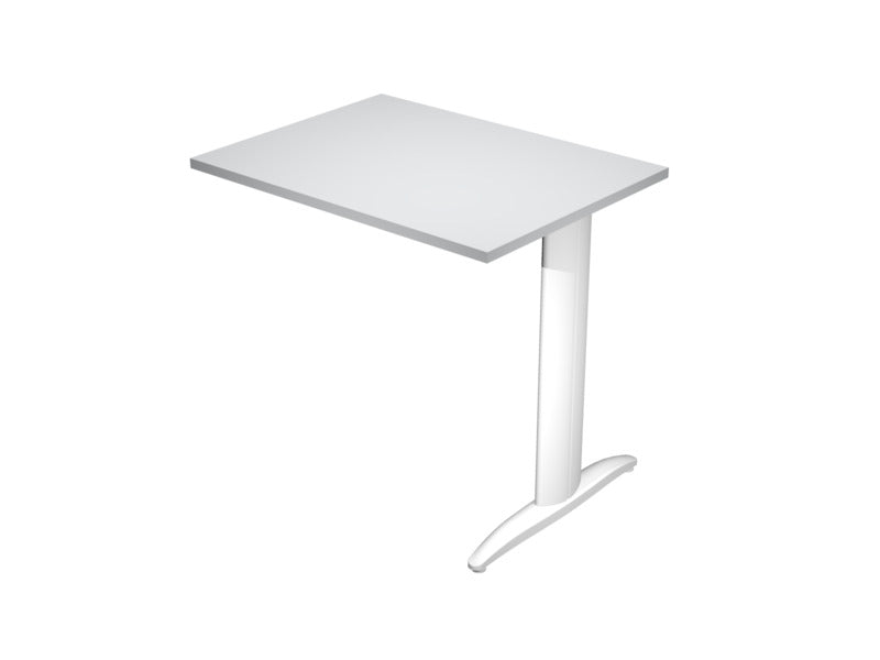 Allungo diretto con fianco metal a T 80x60xH.72 cm grigio Presto gamba bianco opaco 9010 - ALL-PRM-9-AN