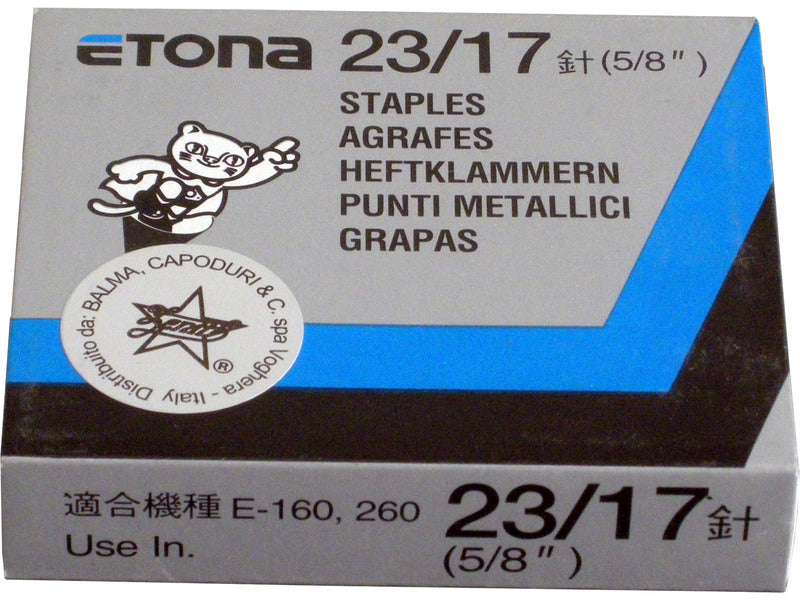Punti metallici 23/17 Etona - Acciaio 17 mm - confezione 1000 punti - ETO 23/17