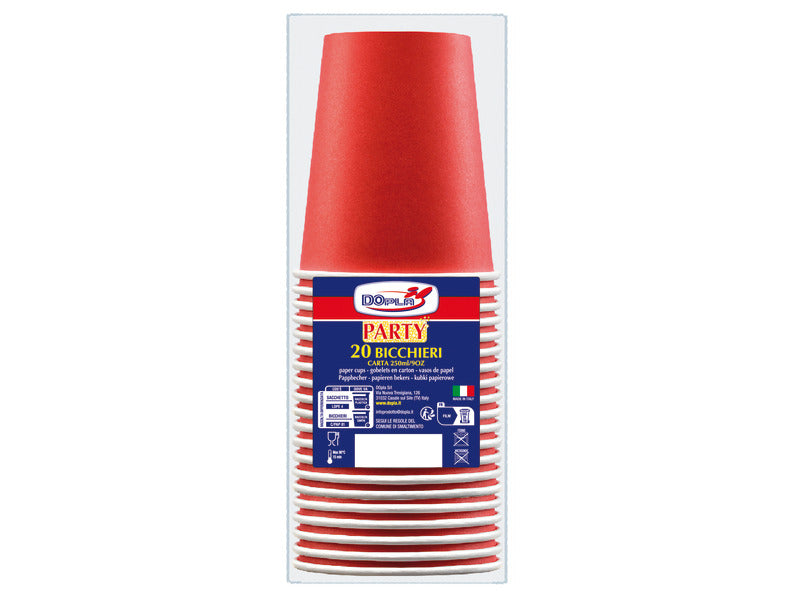 Bicchieri in carta Dopla Green 250 ml - conf. 20 pz - rosso