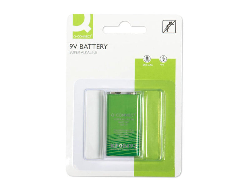 Batteria alcalina Q-Connect 9V in blister