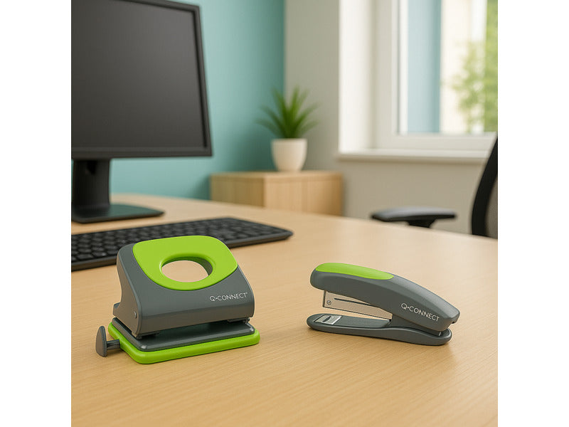 Cucitrice fino a 12 fogli Q-Connect grigio/verde