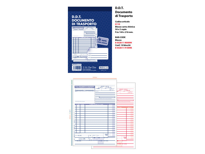Blocco O.C.L. DDT mittente - destinatario 50x2 copie 14x21 cm 0110