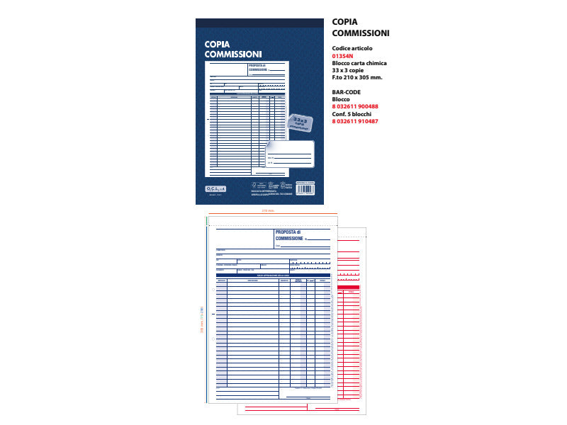 Blocco copia commissioni O.C.L. 21x30,5 cm 33x3 copie - 0354N