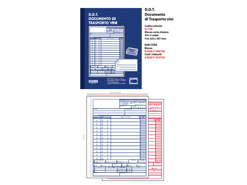 Blocco documento di trasporto vini O.C.L. 50x3 copie - 0117N