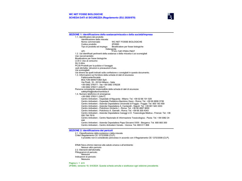 Bio-attivatore WC Net fosse biologiche - conf. 12 capsule idrosolubili M74408