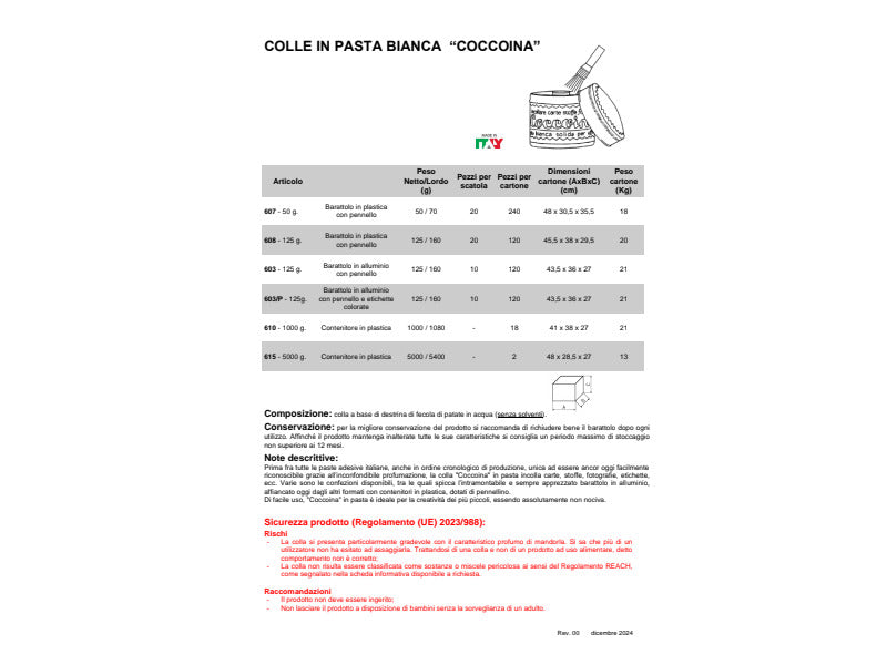 Barattolo in alluminio di colla Coccoina 125 g con pennello