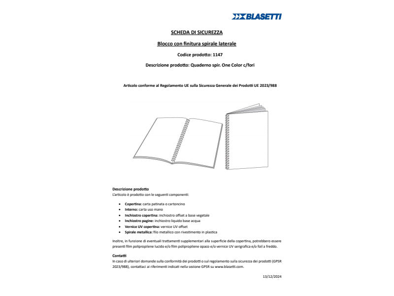 Quaderno spiralato One Color A5+ 80 g/m² - 60 ff microperforati 5M - con fori per archiviazione - 1148