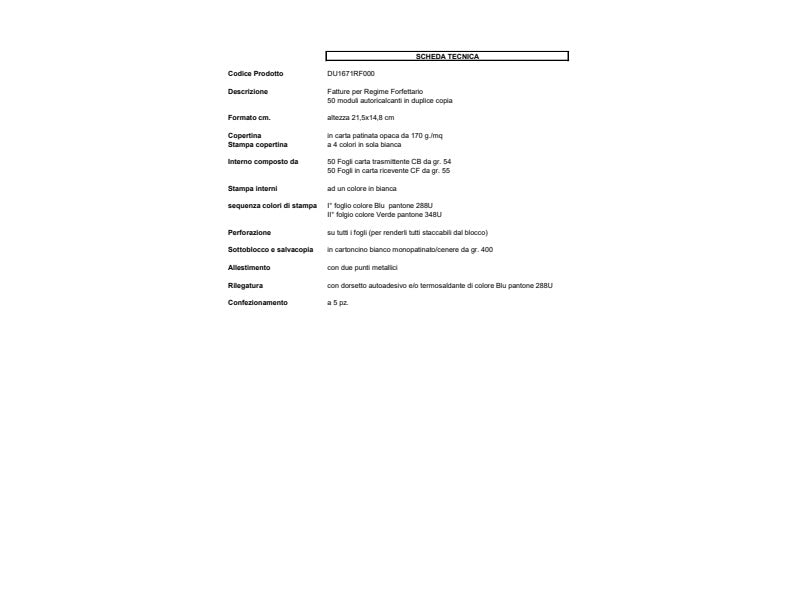 Blocco fatture per regime forfettario data ufficio - 50x2 copie autoricalcanti A5 - DU1671RF000