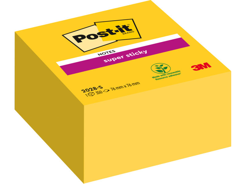 Foglietti riposizionabili Post-it® Cubo Super Sticky Notes 76x76 mm giallo oro 2028-S