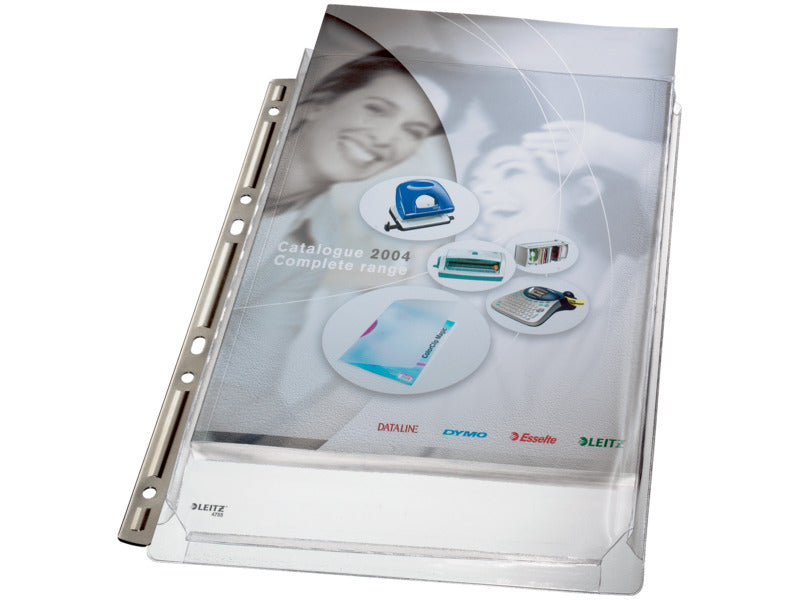 Buste perforate extra resistenti Leitz in PVC A4 trasparente confezione da 3 pezzi