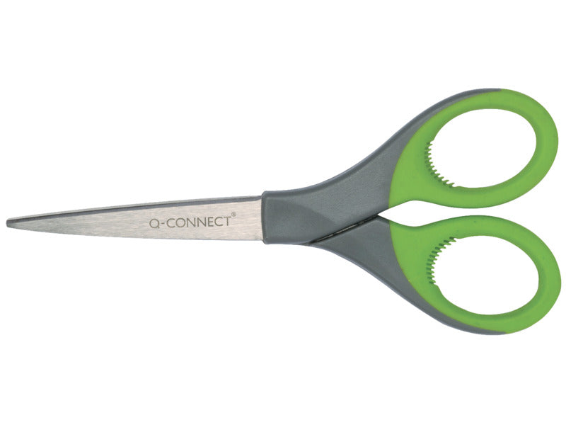 Forbici universali in blister Q-Connect Elite Softgrip grigio/verde 18 cm
