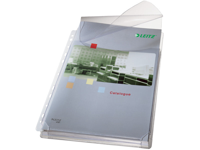 Buste a soffietto con lembo di chiusura Leitz in PVC A4 trasparente confezione da 5 pezzi