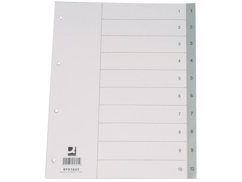 Divisore numerico Q-Connect grigio 22,5x29,7 cm ppl 1-10