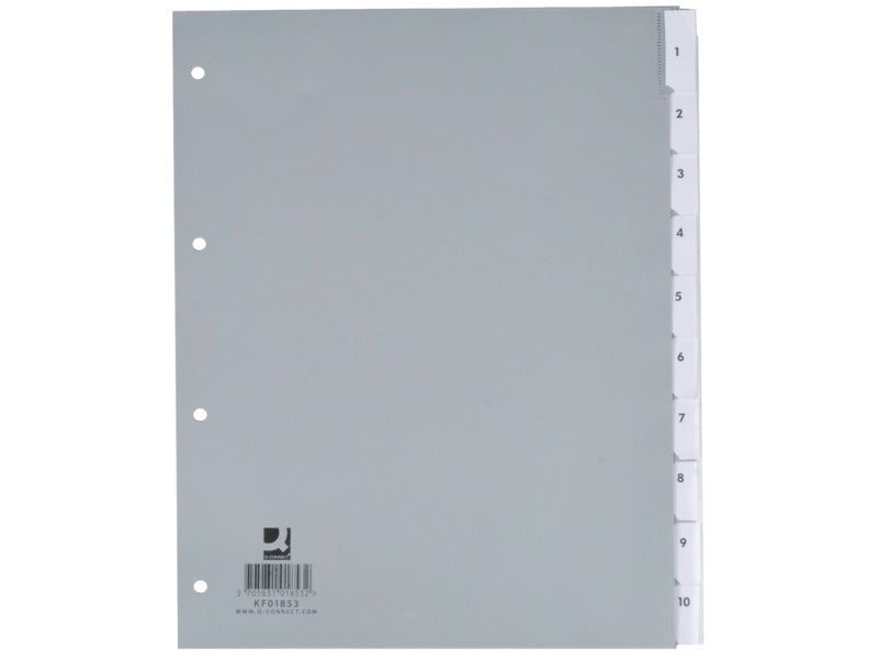 Divisore personalizzabile Q-Connect grigio 24,5x29,7 cm ppl 10 pagine