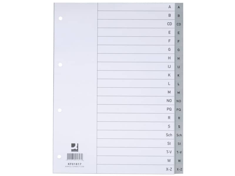 Divisori alfabetici Q-Connect A-Z 22,5x29,7 cm grigio 20 pagine