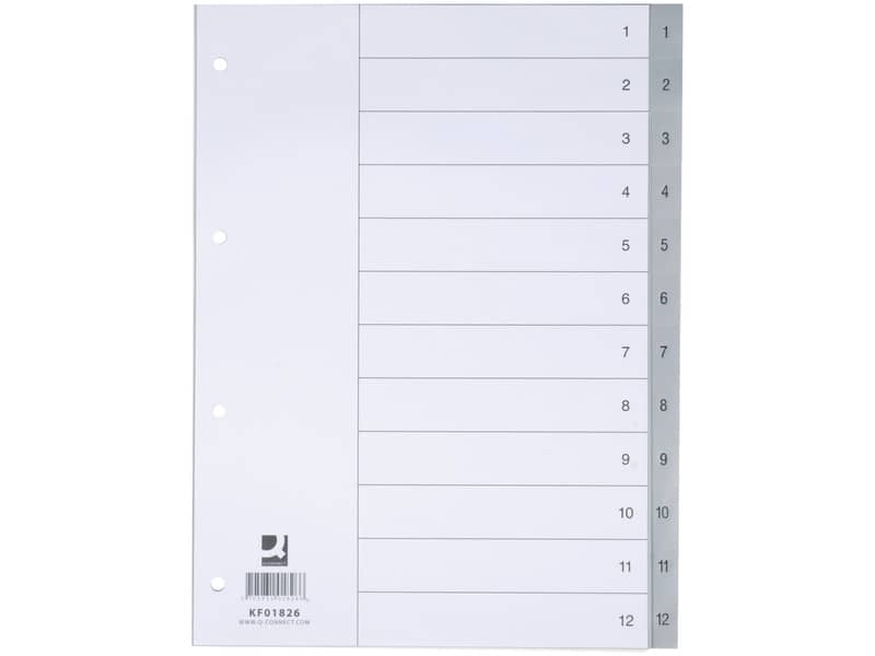 Divisore numerico Q-Connect grigio 22,5x29,7 cm ppl 1-12