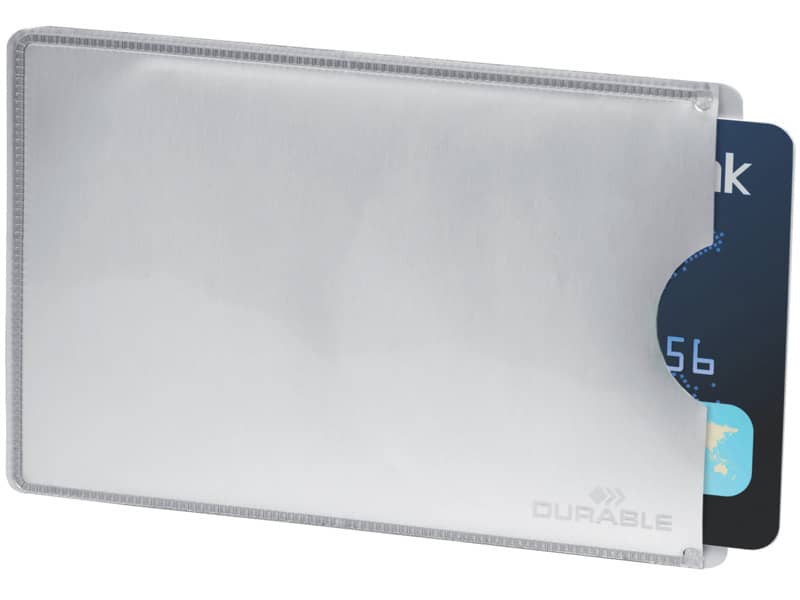Tasca porta carte di credito DURABLE RFID SECURE argento metallizzato 54x86mm conf. 10