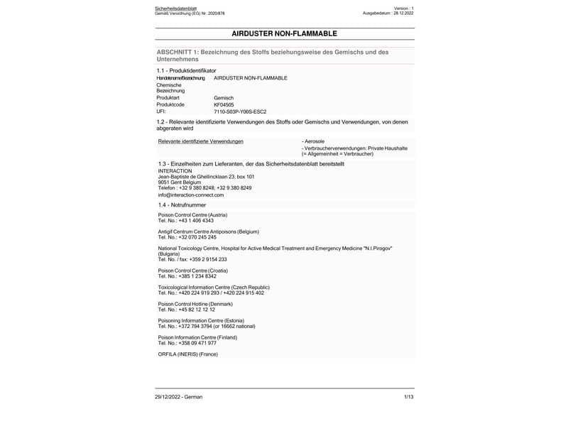 Aria compressa spray per pulizia Q-Connect non infiammabile 300 ml