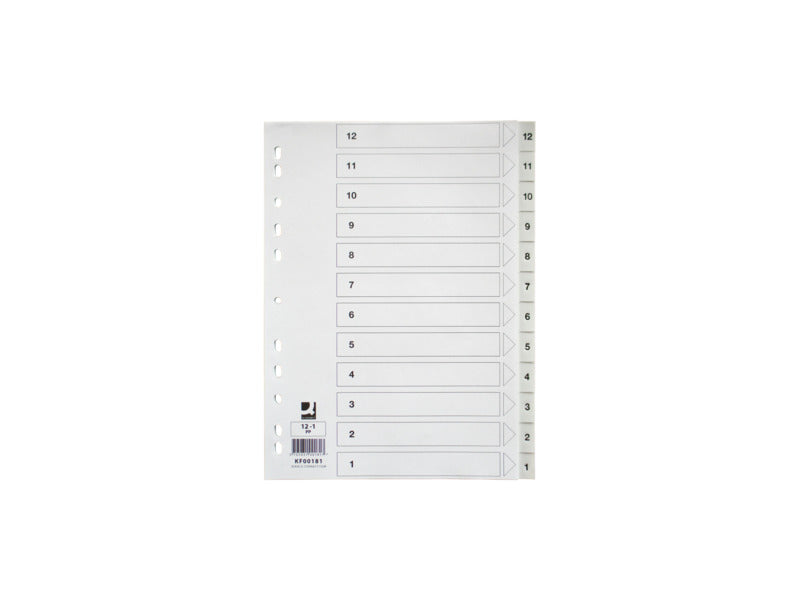 Divisore numerico Q-Connect bianco 22,5x29,7 cm ppl 1-12