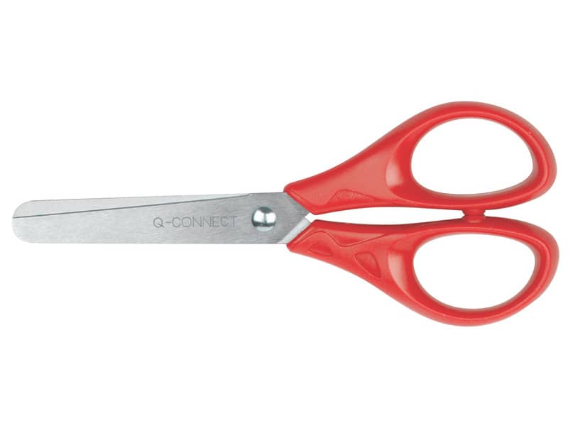 Forbici per découpage Q-Connect acciaio punta rotonda colori assortiti rosso e blu 13 cm
