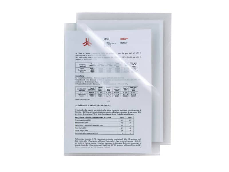 Cartelline a L in PP Sei Rota Poli 150 A4 trasparente - alto spessore - conf. 50 pezzi