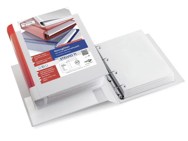 Raccoglitore personalizzabile Sei Rota Stelvio TI A4 - 4 anelli Q 65mm bianco dorso 9 cm