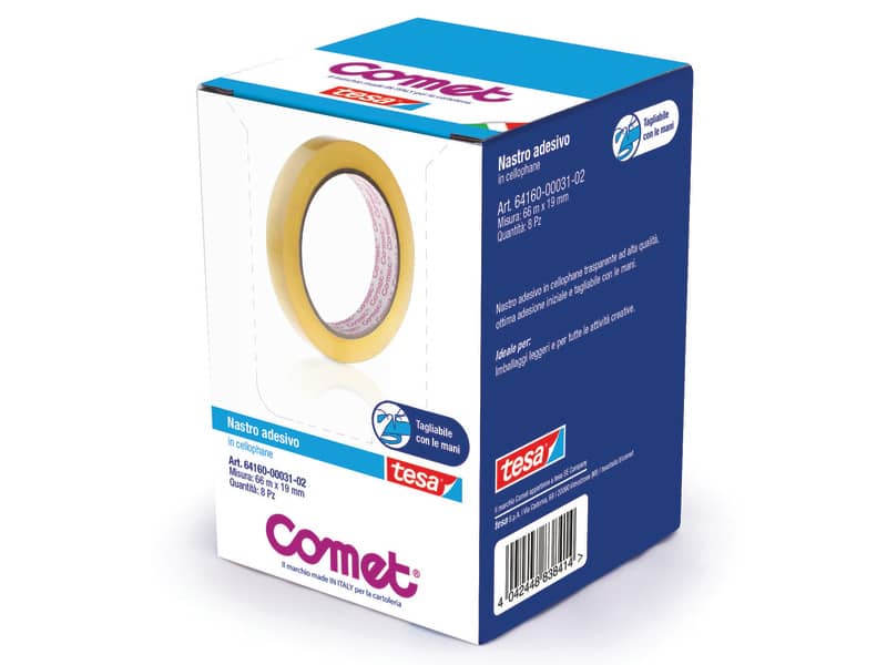 Nastri adesivi trasparenti Comet CELLO 64-160 cellophane 19 mm x 66 m conf. 8 pezzi - --02