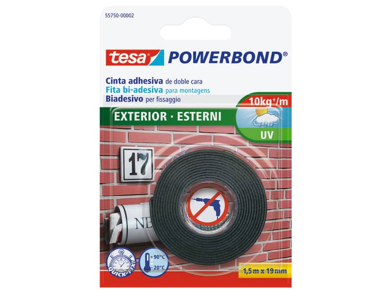 Nastro biadesivo tesa Powerbond® per Esterni 19 mm x 1,5 m bianco --03
