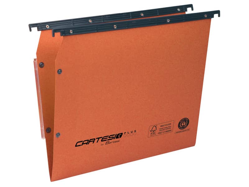 Cartelle sospese laterali per armadi CARTESIO PLUS 33 cm fondo a V arancio Cf. 25 pezzi - 314 M Link -A2