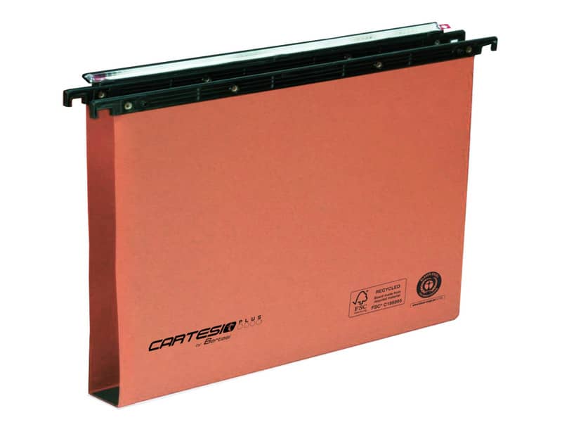 Cartelle sospese orizzontali per cassetti CARTESIO PLUS 39 cm fondo U3 arancio Cf. 25 pz - 300/395 Link 3 -A2