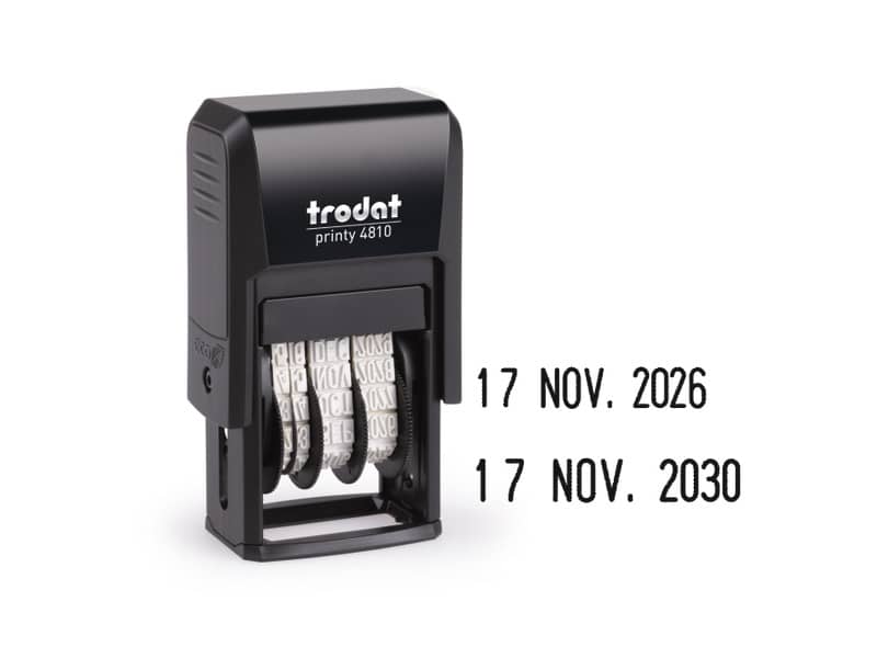 Datario autoinchiostrante TRODAT PRINTY 4810 in plastica 3,8 mm nero 3.8–4 mm