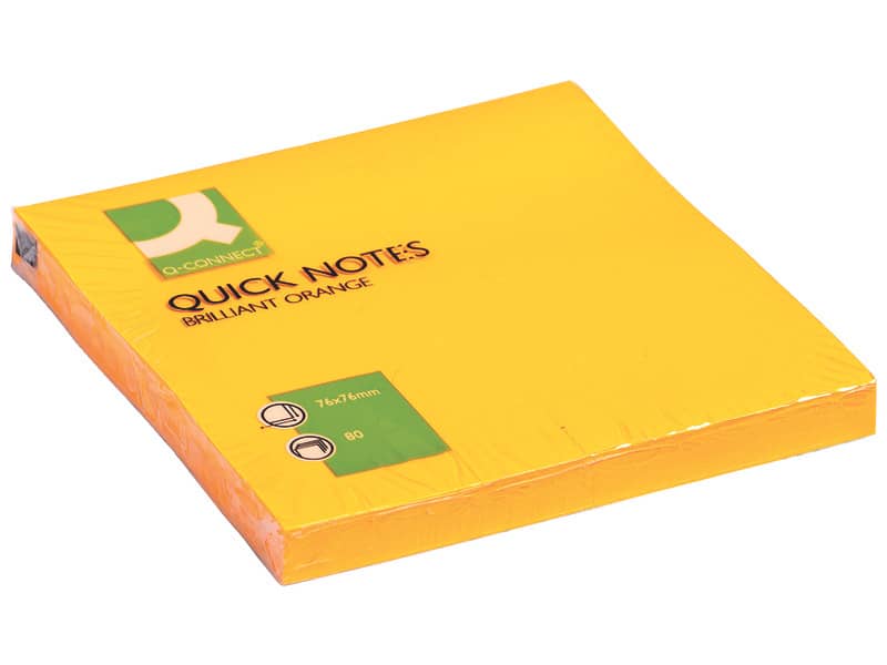 Foglietti riposizionabili Q-Connect 70 g/m² arancio neon 76x76 mm 6 blocchetti da 80 ff