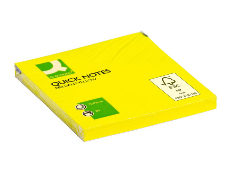 Foglietti riposizionabili Q-Connect 70 giallo neon 76x76 mm 6 blocchetti da 80 ff