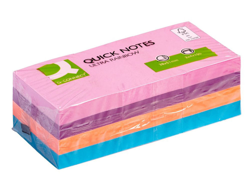 Foglietti riposizionabili Q-Connect 70 g/m² assortiti ultra 38x51 mm 12 blocchetti da 100 ff