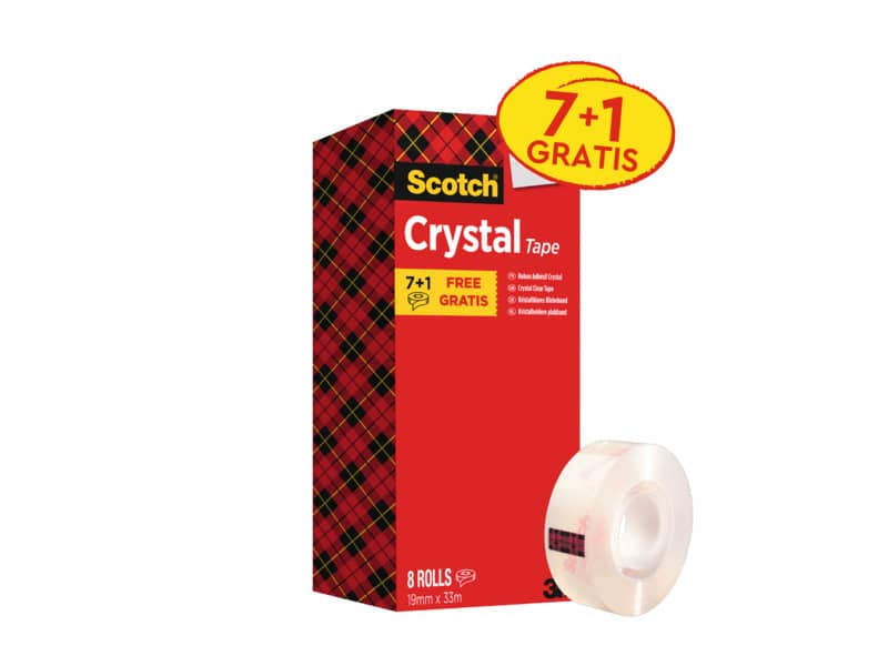Nastro adesivo Scotch® Crystal 600 supertrasparente 19 mm x 33 mt Value Pack 7+1 GRATIS - 6-1933R8