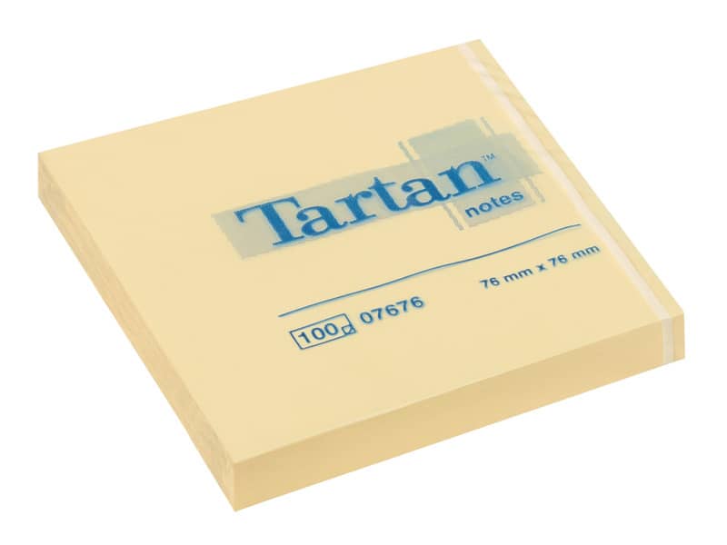 Foglietti riposizionabili Tartan™ Notes 100 ff 63 g/m² giallo 76x76 mm conf. da 12 blocchetti