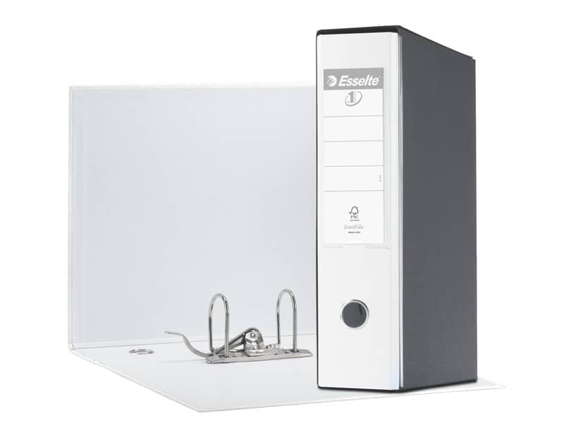 Registratore con custodia Esselte G55 Eurofile protocollo dorso 8 cm cartone rivestito in PP bianco vivida