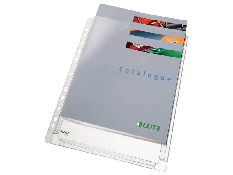 Buste perforate a soffietto Leitz in PVC A4 trasparente confezione da 10 pezzi