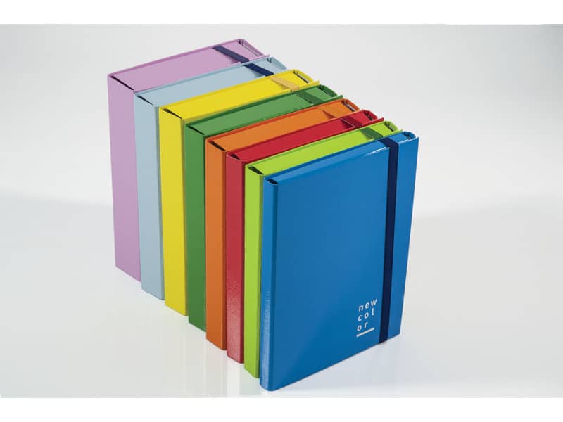 Cartella a 3 lembi con elastico piatto BREFIOCART NEW COLOR 25x35 cm dorso 10 cm arancio - .AR