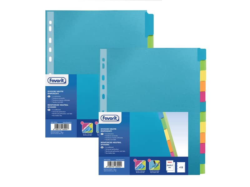 Divisore personalizzabile Favorit Strong Line A4+ 6 tacche neutre assortiti