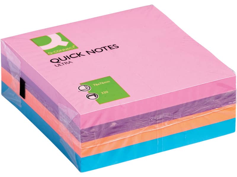 Foglietti riposizionabili Q-Connect assortiti ultra 76x76 mm blocchetto da 320 ff