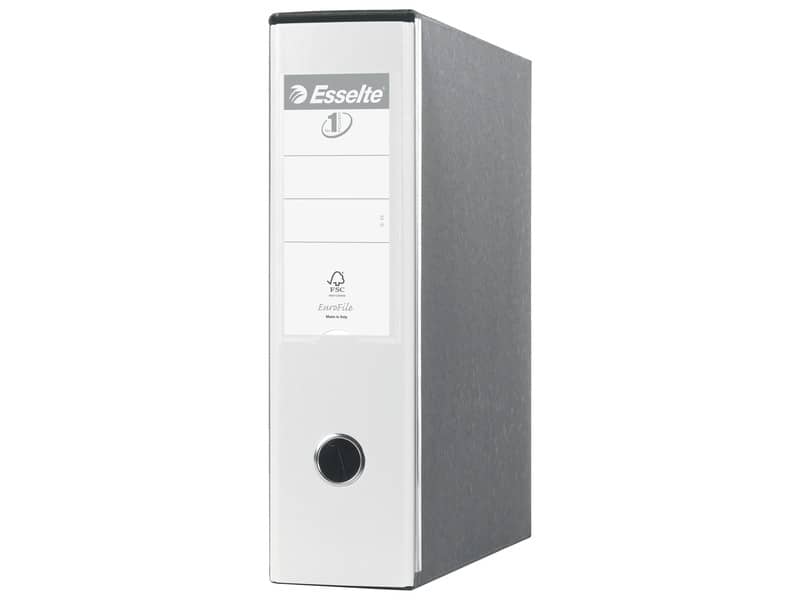Registratore con custodia Esselte G53 Eurofile commerciale Dorso 8 cm cartone rivestito in PP bianco vivida