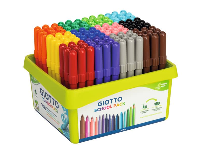 Pennarelli GIOTTO Turbo Maxi punta grossa in fibra 5 mm assortiti Schoolpack da 108 - F524000