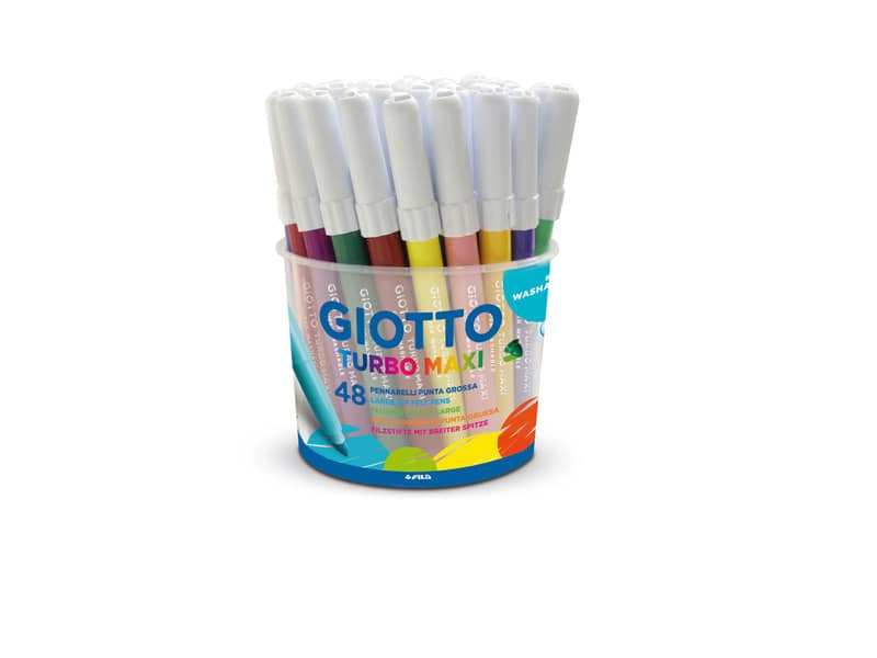 Pennarelli GIOTTO Turbo Maxi punta grossa in fibra 5 mm assortiti barattolo da 48 - F521400