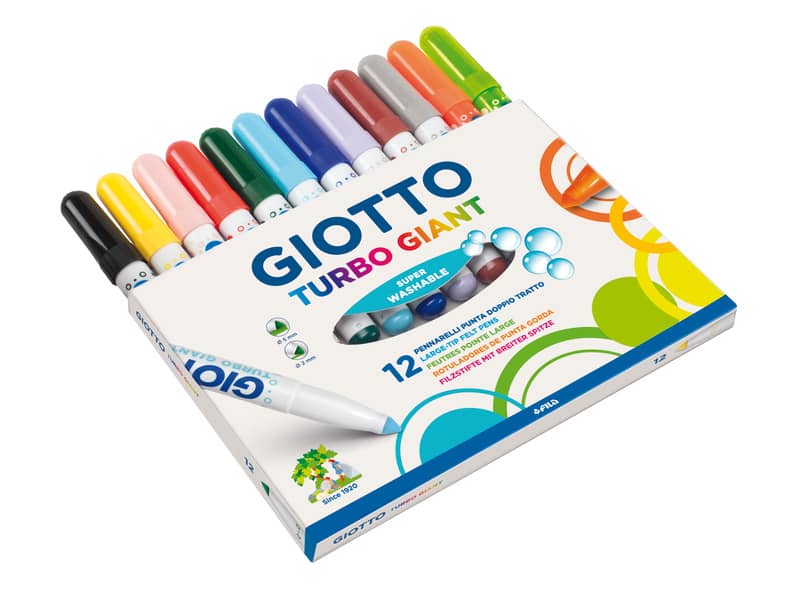 Pennarelli GIOTTO Turbo Giant punta conica 7,5 mm assortiti astuccio appendibile da 12 - F432000