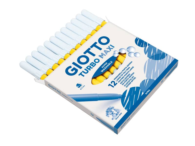 Pennarello GIOTTO Turbo Maxi punta grossa in fibra 5 mm giallo medio Conf. 12 pezzi - F456002